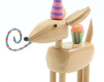 cane di compleanno / figura di chihuahua / decorazione per torta / animale di arte popolare