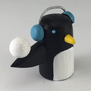 penguin with snowball penguin figure holiday decoration penguin lover gift christmas decor penguin art image 1