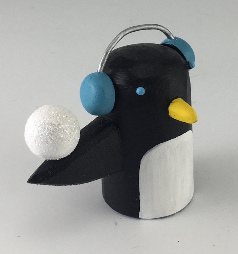 penguin with snowball penguin figure holiday decoration penguin lover gift christmas decor penguin art image 1