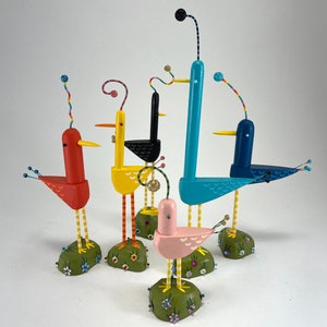 Bird Sculptures | One-of-a-Kind rainbow birds | Folk Art Gift