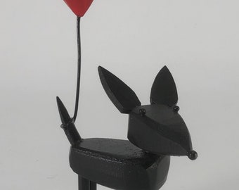 Black Dog | Dog Sculpture | Custom Pet Portrait | folk art animal