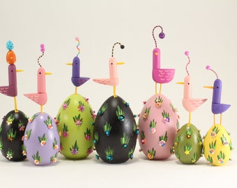 Bird on an Easter Egg Sculpture | Easter Basket Gift | New Baby Gift | Spring Decoration