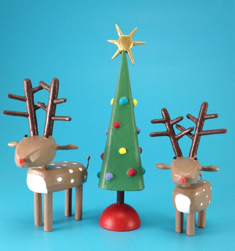 Reindeer Figure Holiday Decoration Christmas Centerpiece Etsy
