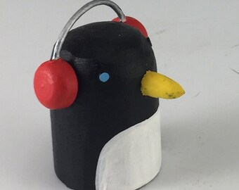 penguin with earmuffs | penguin figure | holiday decoration | penguin lover gift | christmas decor | penguin art | christmas putz