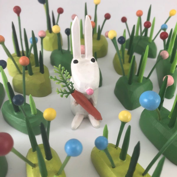 bunny figure | easter bunny | white rabbit | black rabbit | rabbit figure | christmas putz | tiny forest | build a forest | woodland scene