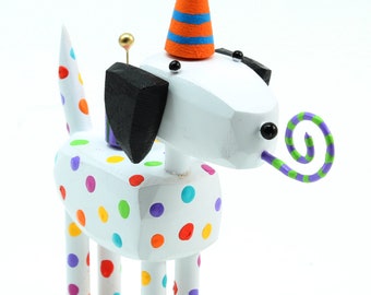 cane di compleanno / figura dalmata arcobaleno / decorazione per torta / animale di arte popolare