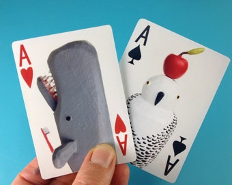 Playing Card Deck with animals--play any card game, fortune telling or storytelling with kids - great for camping or road trip