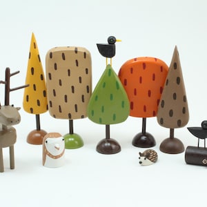 Tiny Fall Trees | Autumn Leaves | Tabletop decoration or centerpiece | Folk Art Trees | Thanksgiving