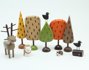 Tiny Fall Trees | Autumn Leaves | Tabletop decoration or centerpiece | Folk Art Trees | Thanksgiving