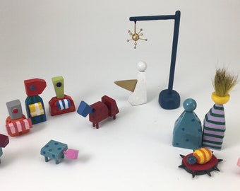 Colorful nativity set | abstract modern nativity |  handmade creche | holiday decoration | christmas decoration | family tradition