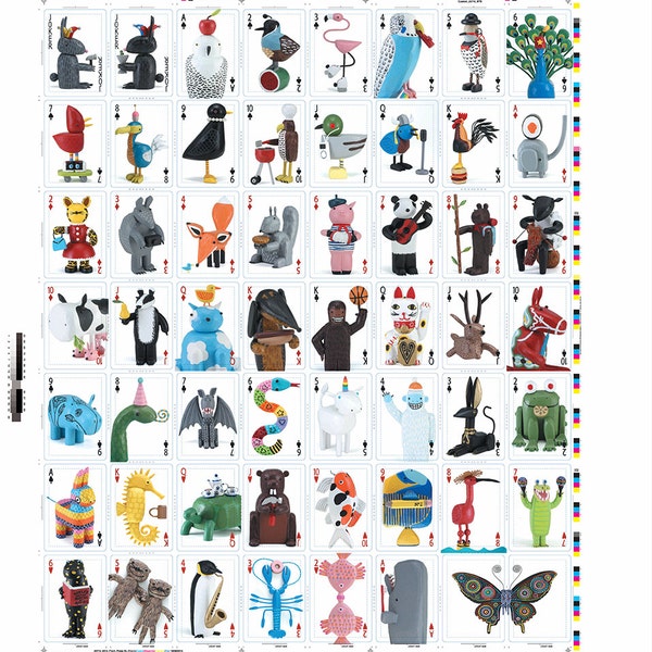 Uncut sheet - Playing Cards Full Deck Uncut Sheet - Playing Card Art of animals