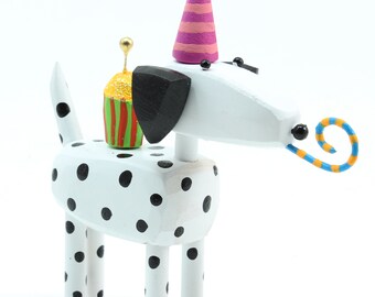 birthday dog | dalmatian figure | cake topper | folk art animal