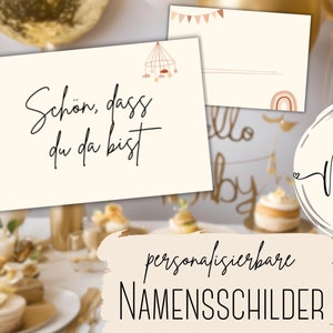 Cartes de table pour fête de bébé à imprimer soi-même, téléchargement PDF à imprimer, décoration de fête de bébé, disponible immédiatement, style bohème nature