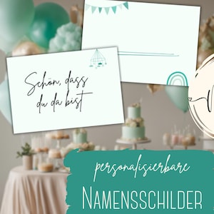 Cartes de table pour fête de bébé à imprimer soi-même, téléchargement PDF à imprimer, décoration de fête de bébé disponible immédiatement, vert bohème