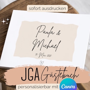 Personalized wedding guest book print yourself editable with Canva gift for the wedding celebration PDF download guest book cards nature