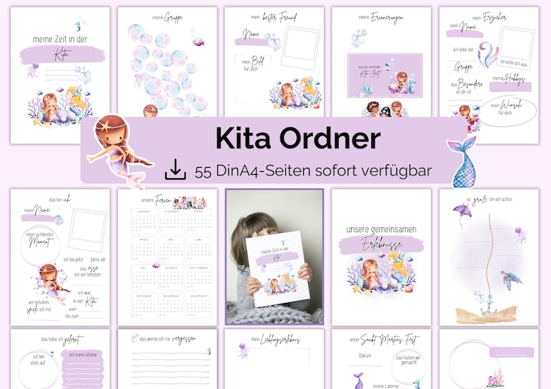 Kita Portfolio Ordner mit 55 Seiten für eure Erinnerungen an die Kitazeit