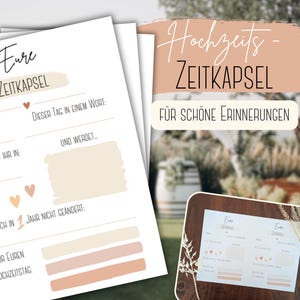 Hochzeit Zeitkapsel Erinnerungen für den 1. bis zum 10 Hochzeitstag PDF Download zum Ausdrucken spontanes Hochzeitsgeschenk Aquarell natur