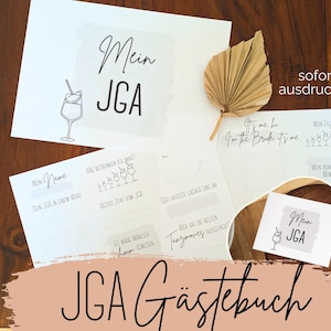 JGA gastenboek om af te drukken, cadeau voor vrijgezellenfeest PDF-download, herinneringsboek direct leverbaar, fine art zwart-wit