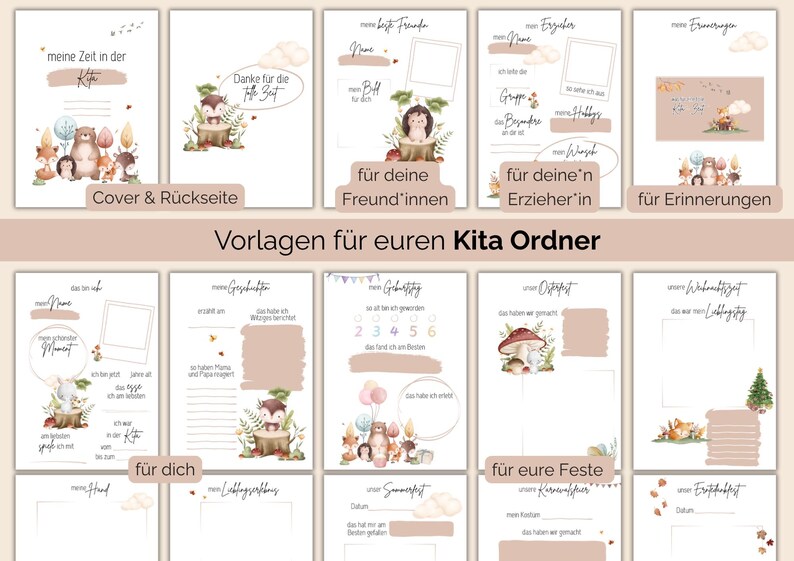 55 Seiten im einheitlichen Design für all eure Kita-Geschichten