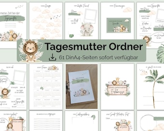 Childminder portfolio folder to print DinA4 templates to fill out Jungle gift for the first day at the childminder Zoo animals