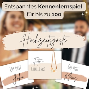 Hochzeit Kennenlernspiel zum Ausdrucken Partner finden für bis zu 100 Gäste plus individualisierbare Karten PDF Download Aquarell natur