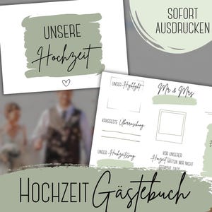 Wedding guest book to print immediately available Gift for the wedding celebration PDF download to print Guest book cards sage green