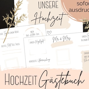 Wedding guest book to print immediately available Gift for the wedding celebration PDF download to print Guest book cards nature