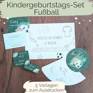 Kindergeburtstagset Fußball Deko zum Ausdrucken Fußball Einladungskarte Kindergeburtstag Deko PDF Vorlage Partydekoration sofort verfügbar