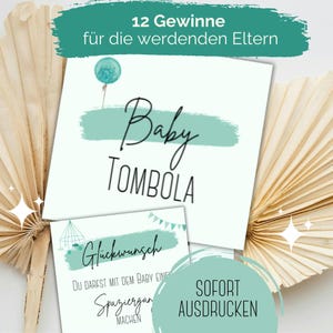 Losowanie gier na imprezę dla dzieci 12 kuponów Losowanie gier na imprezę dla dzieci Pobierz plik PDF, aby wydrukować kupony Baby Party Boho Green