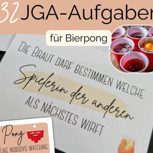 JGA Aufgaben Bierpong 32 Aufgabenkarten Braut & Junggesellinnenabschied PDF Download zum Ausdrucken spontanes JGA Spiel Aquarell natur
