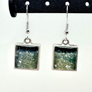 Small Square Earrings - Night Sky - Milky Way