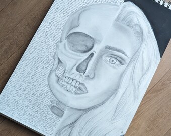 Dessin original - skull art sketch