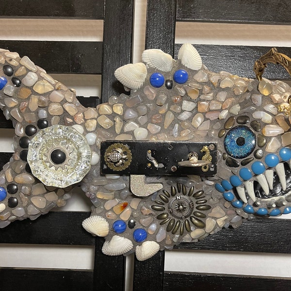 Angler Fish (Segal), Deep Sea Fish, Lantern Fish, Mosaic, Sculpture, Handmade, Fish Art, Ocean, Steampunk, One-Of-A-Kind