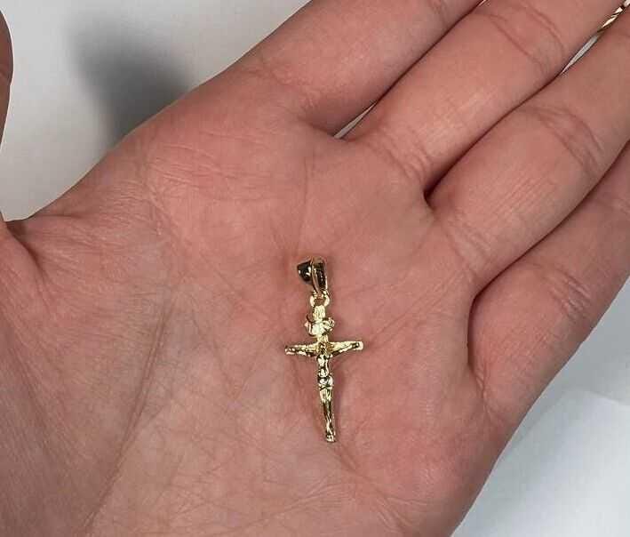 14K Plated Solid 925 Sterling Silver Jesus Crucifix Cross Pendant ...