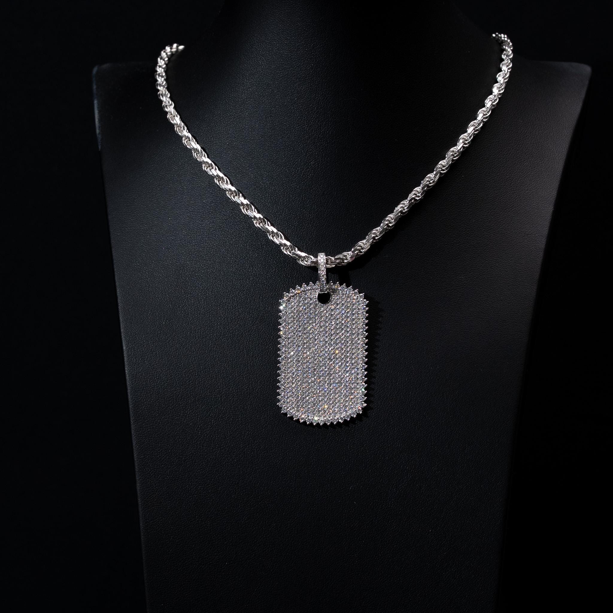 Device Pendant Juul Pod Choker Iced Moissanite Dog Tag Pendant: Solid 925  Silver Hip Hop Necklace