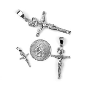 Cross Jesus Piece Crucifix Religious Pendant Necklace Real Solid 925 Sterling Silver Mens Womens Pendants Small-Medium-Large image 8