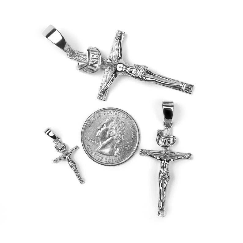 Cross Jesus Piece Crucifix Religious Pendant Necklace Real Solid 925 Sterling Silver Mens Womens Pendants Small-Medium-Large image 8