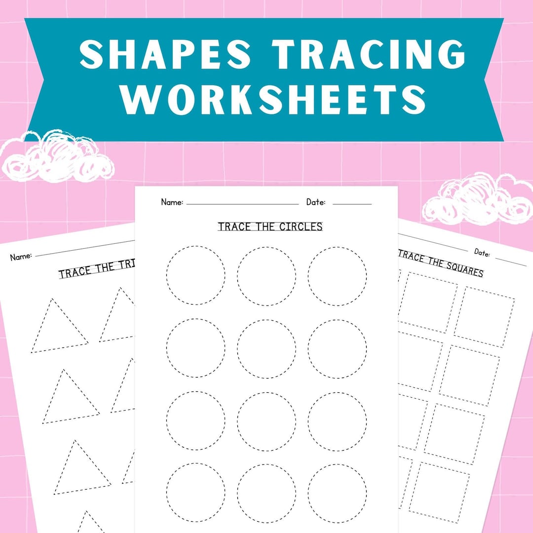 Preschool Shape Tracing, Basic Shape Tracing, Shape Tracing Worksheets