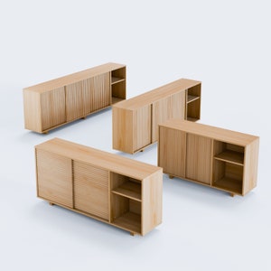 Massivholz Sideboard, Mid Century Sideboard, Holz Buffet, Regal, Wohnzimmer Möbel Bild 3