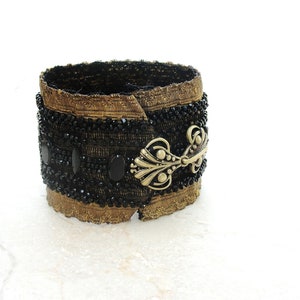 Antique Victorian Cuff - Beadwork and Vintage Lace - Gothic Burlesque