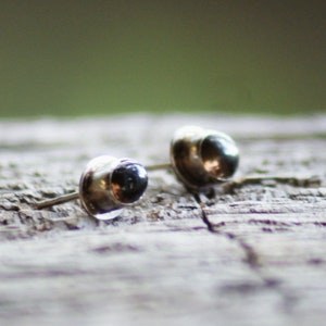 Smokey Quartz Stud Earrings Sterling silver studs Dark Brown Quartz Semi Precious Stone image 4