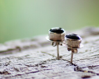 Smokey Quartz Stud Earrings Sterling silver studs Dark Brown Quartz Semi Precious Stone