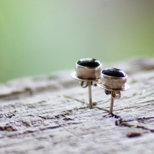 Smokey Quartz Stud Earrings Sterling silver studs Dark Brown Quartz Semi Precious Stone image 1