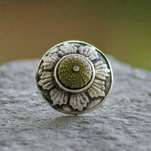 Big Green Sea Urchin Ring Large Cocktail ring Beach Jewelry