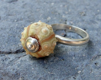 Sea Urchin Ring, Sterling Silver Sputnik Asymmetrical Ring size 7