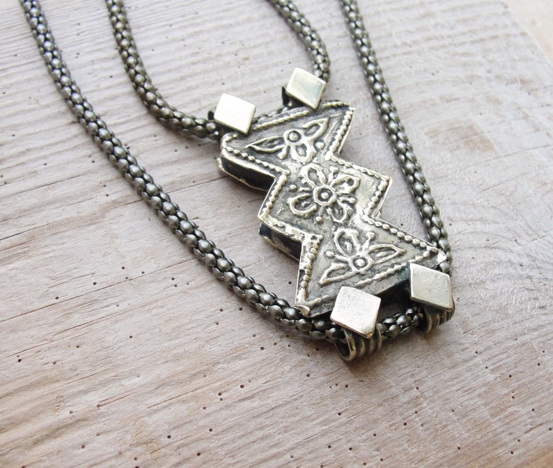 Tribal Ethnic Vintage Upcycled Statement Piece Modern Tribe Necklace