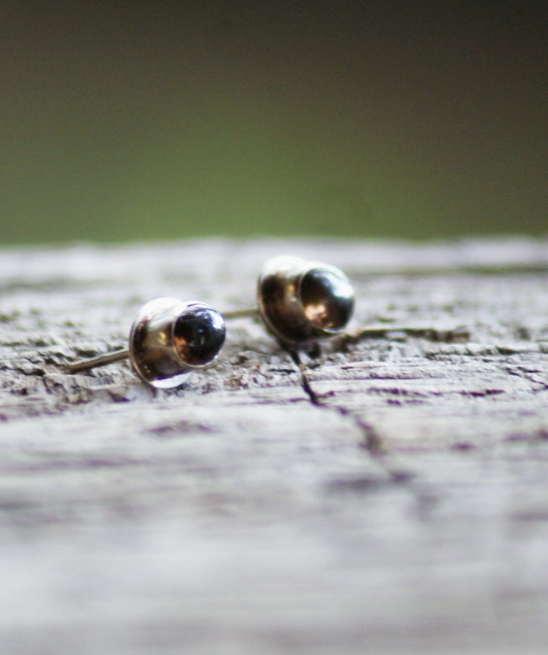 Smokey Quartz Stud Earrings Sterling silver studs Dark Brown Quartz Semi Precious Stone image 4