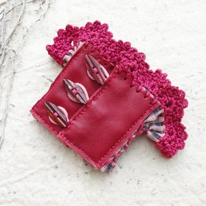 Smocked Textile Cuff Burgundy Smocking and Leather details The Sense of Touch and Textures image 2