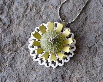 Daisy Sea Urchin Necklace, Flower Necklace (Ooak)