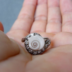 Sterling Silver Eye of Shiva Ring with Cubic Zirconia Engagement Ring One of a Kind Size 6